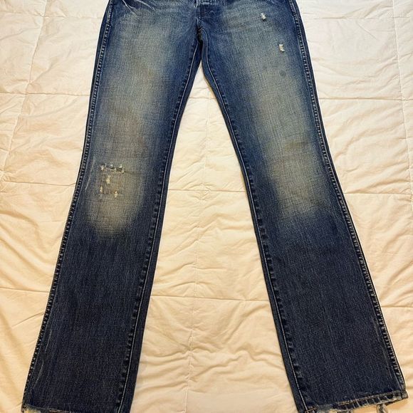 Wranglers women’s jeans size 10 boot cut medium wash distressing button fly Y2K - Picture 10 of 14